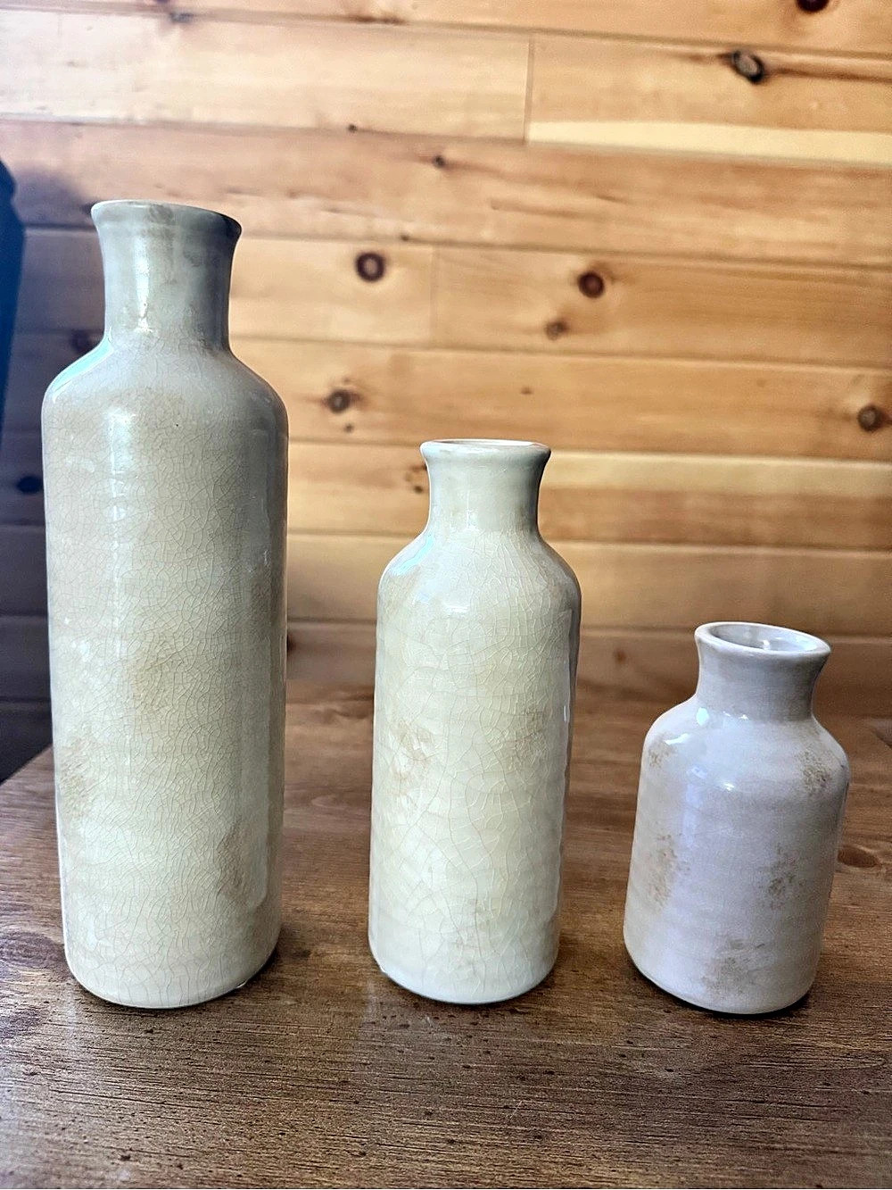 Set of 3 Cream Vases